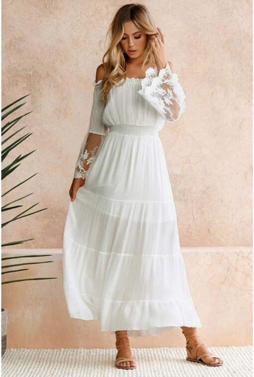 Robe Longue Blanche Dentelle Boheme – Image 5