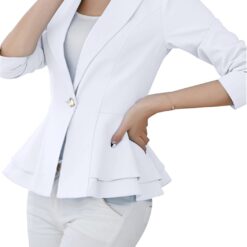 Veste pour Femmes avec Manches Longues et Épaules Slim, Couleur Unie image 10 | Soirée Blanche