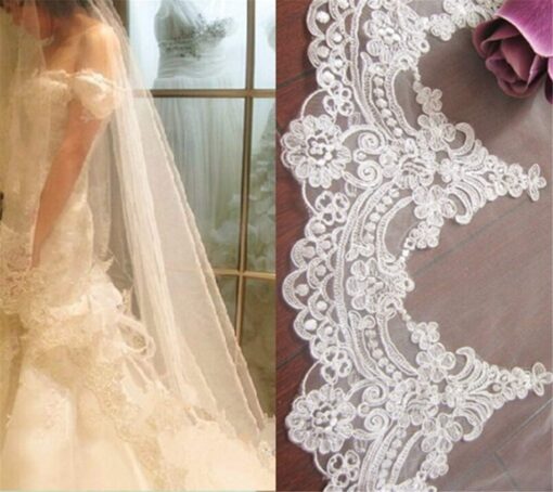 Robe De Mariage Sirène Blanche Longue Traîne – Image 3