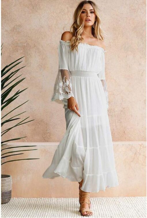 Robe Longue Blanche Dentelle Boheme – Image 4
