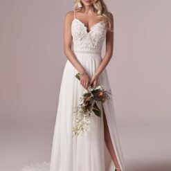 Robe de mariée en dentelle florale avec bretelles détachables aux épaules image 13 | Soirée Blanche