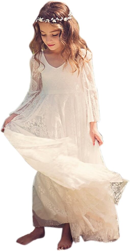 Robe Blanche Dentelle Pour Fillette – Image 3