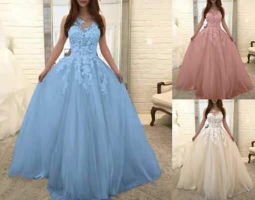 Robe De Mariée Dentelle Florale A Col Montant – Image 3
