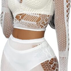 Ensemble de Lingerie Féminin Sexy de Tissu Oeil d'Écrevisse à deux pièces image 9 | Soirée Blanche