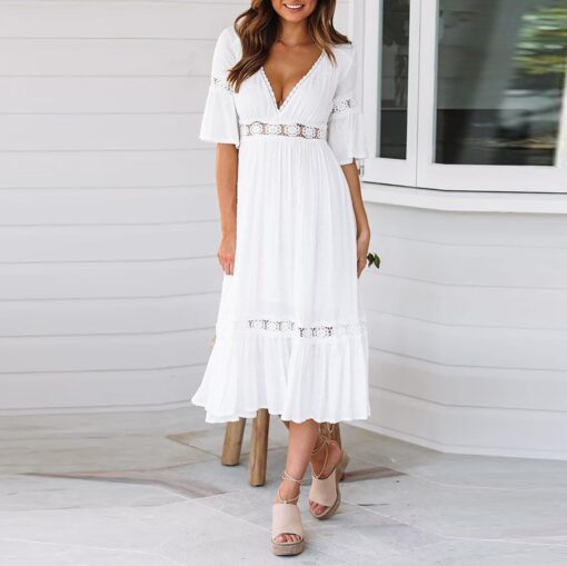 Robe Longue Bohème Blanche – Image 7