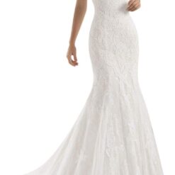 Robe de mariée sirène en tulle et dentelle à cœur ouvert image 10 | Soirée Blanche