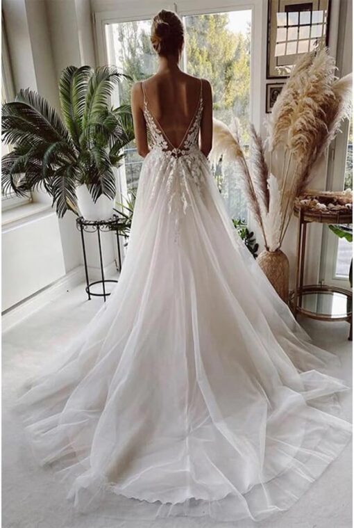 Robe De Mariée Dentelle Vintage Blanche – Image 3