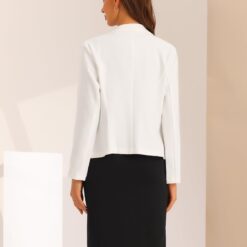 Ensemble de costume d'affaires pour femme Col en V Robe de bureau avec blazer à revers cranté image 12 | Soirée Blanche