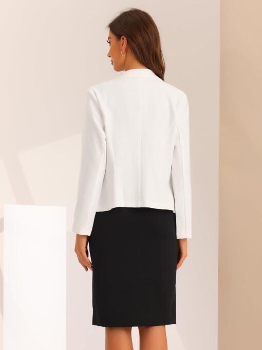 Ensemble de costume d'affaires pour femme Col en V Robe de bureau avec blazer à revers cranté – Image 4