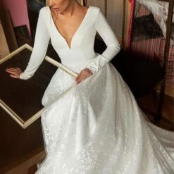 Robe De Mariée Trapèze Blanche image 10 | Soirée Blanche
