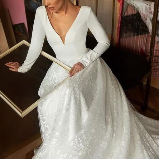 Robe De Mariée Trapèze Blanche – Image 4