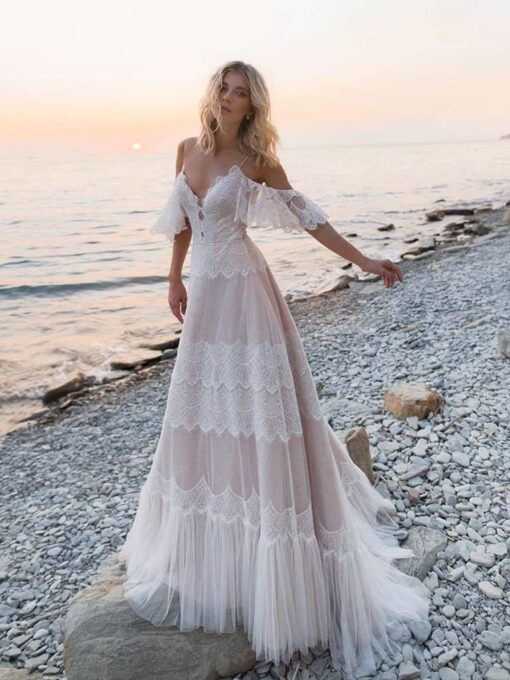 Robe De Mariée Vintage Sexy Blanche – Image 3