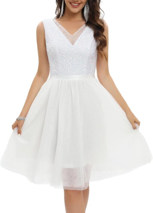 Robe Courte De Soirée Blanche – Image 3