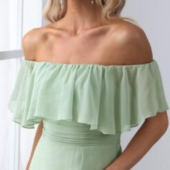 Robe de demoiselle dʼhonneur en mousseline de soie à manches courtes et corsage dentelé image 15 | Soirée Blanche Robe de demoiselle dʼhonneur en mousseline de soie à manches courtes et corsage dentelé image 14 | Soirée Blanche