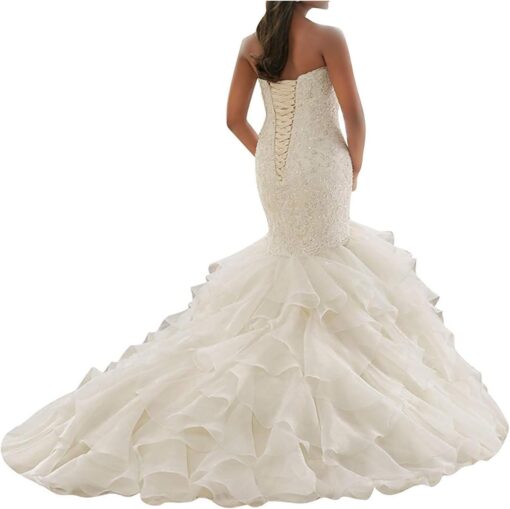 Robe De Mariée Sirène A Manches Longues Blanche – Image 3