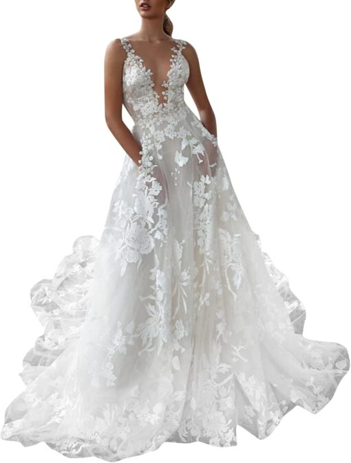 Robe De Mariée Grande Taille Dos Nu – Image 4