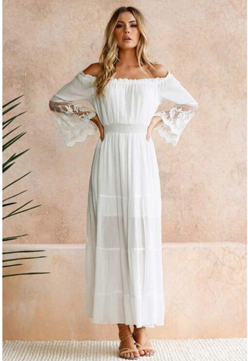 Robe Longue Blanche Dentelle Boheme – Image 7