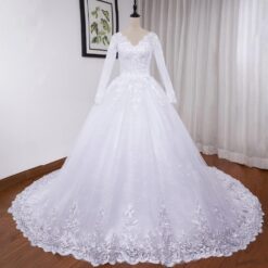 Robe De Mariée Hiver Manches Longues Blanche image 11 | Soirée Blanche