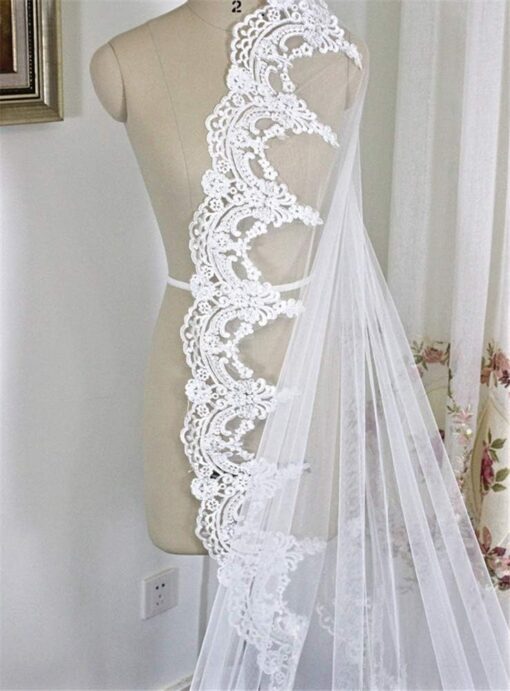 Robe De Mariage Sirène Blanche Longue Traîne – Image 6