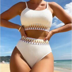 Bikini de Plage Ensembles Haute en Coussin avec Épaules Moulées image 14 | Soirée Blanche Bikini de Plage Ensembles Haute en Coussin avec Épaules Moulées image 13 | Soirée Blanche