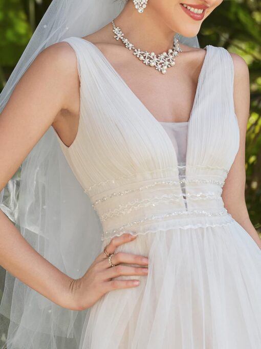 Robe De Mariée Fines Bretelles Et Dentelle Florale – Image 5
