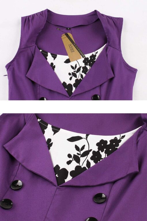 Robe De Cocktail Violette Et Blanche – Image 4
