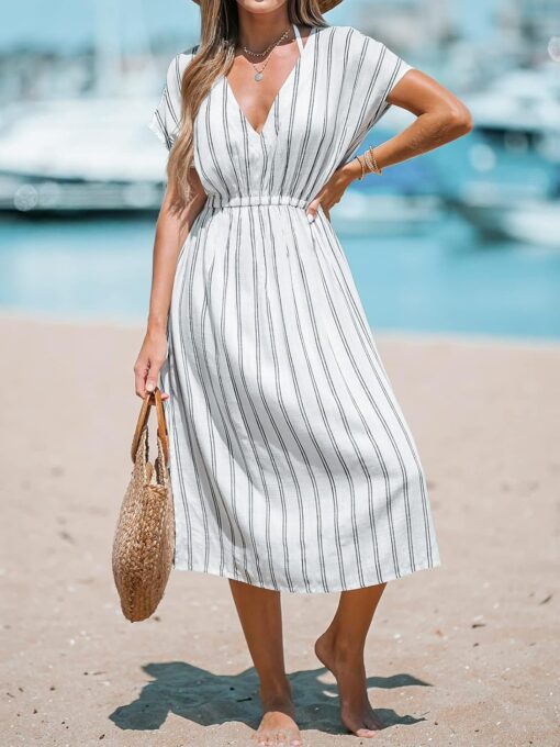 Robe de plage décontractée à rayures – Image 6