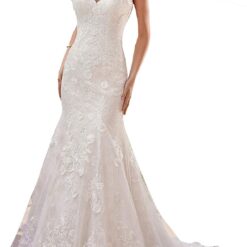 Robe de mariée sirène volantée en tulle et dentelle perlée image 5 | Soirée Blanche