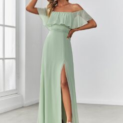 Robe de demoiselle dʼhonneur en mousseline de soie à manches courtes et corsage dentelé image 19 | Soirée Blanche Robe de demoiselle dʼhonneur en mousseline de soie à manches courtes et corsage dentelé image 18 | Soirée Blanche