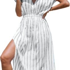 Robe de plage décontractée à rayures image 9 | Soirée Blanche Robe de plage décontractée à rayures image 8 | Soirée Blanche