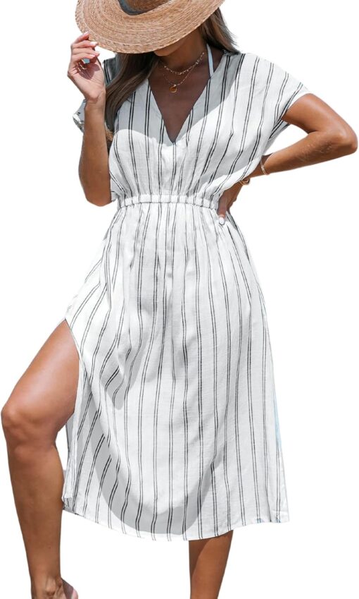 Robe de plage décontractée à rayures – Image 2