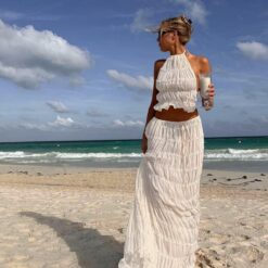 Ensemble pour femme érotique d'été : Dos nu et dessous plissé image 22 | Soirée Blanche