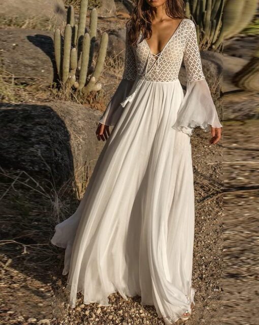 Robe Blanche Manche Longue – Image 7