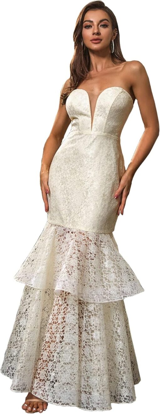 Robe De Mariée Sirène Bustier Blanche – Image 2