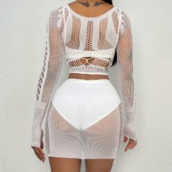 Ensemble de Lingerie Féminin Sexy de Tissu Oeil d'Écrevisse à deux pièces image 15 | Soirée Blanche