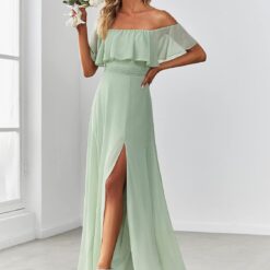 Robe de demoiselle dʼhonneur en mousseline de soie à manches courtes et corsage dentelé image 17 | Soirée Blanche Robe de demoiselle dʼhonneur en mousseline de soie à manches courtes et corsage dentelé image 16 | Soirée Blanche