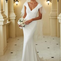 Robe De Mariée Sirène Blanche Manches Tombantes image 17 | Soirée Blanche Robe De Mariée Sirène Blanche Manches Tombantes image 16 | Soirée Blanche