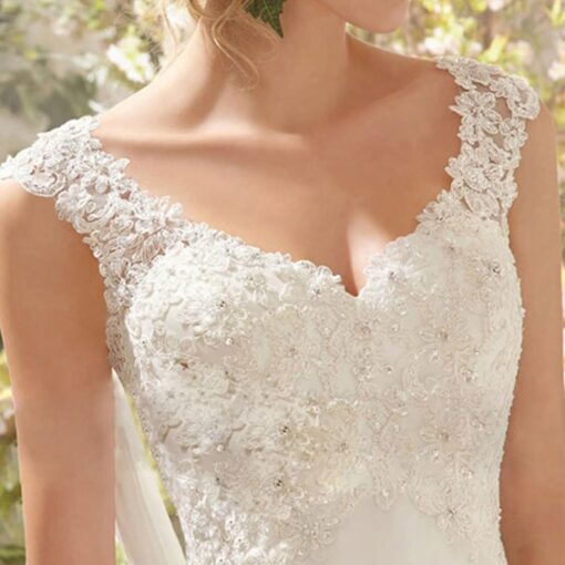 Robe De Mariée Fendue Jupe Tulle Blanche – Image 4