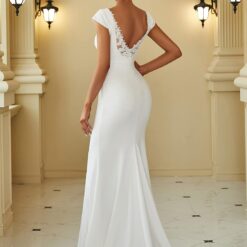 Robe De Mariée Sirène Blanche Manches Tombantes image 11 | Soirée Blanche Robe De Mariée Sirène Blanche Manches Tombantes image 10 | Soirée Blanche