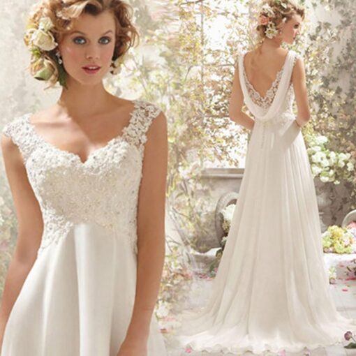 Robe De Mariée Fendue Jupe Tulle Blanche – Image 3
