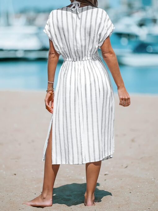Robe de plage décontractée à rayures – Image 3