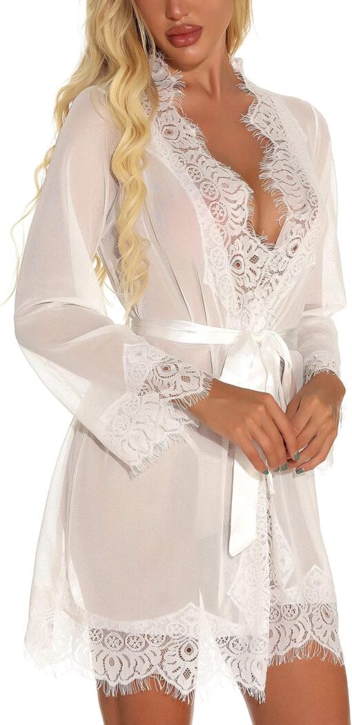 Robe De Chambre Dentelle Blanche – Image 4