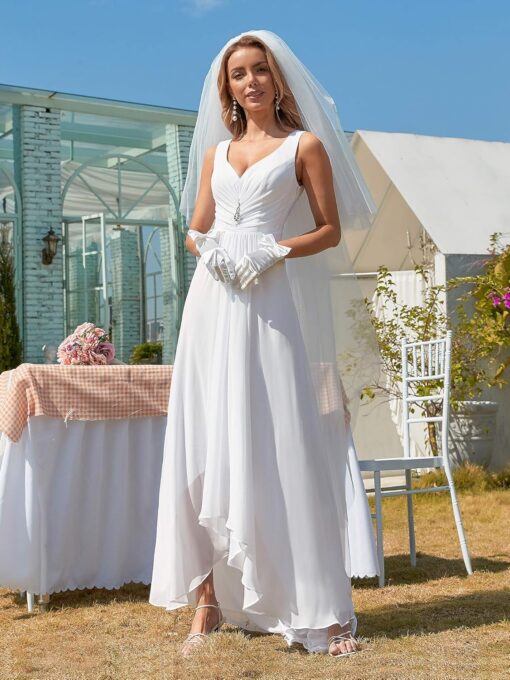 Robe De Soirée Blanche Avec Manches – Image 5