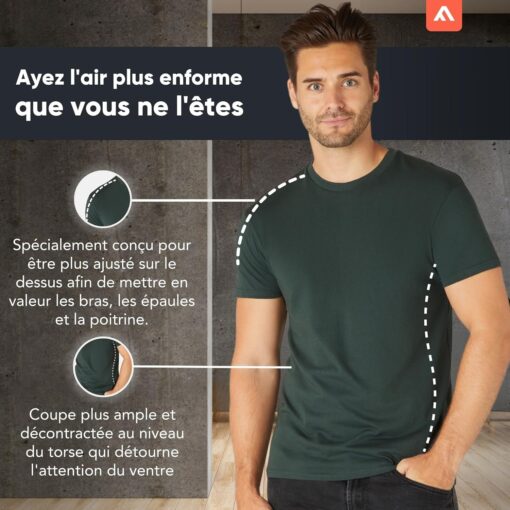 Triple Set ou Lot de 5 pièces de T-Shirts pour Hommes FM London en 100% Coton de Grande Qualité – Image 3