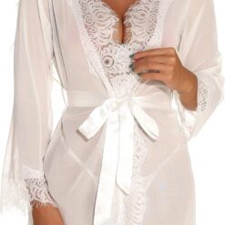 Robe De Chambre Dentelle Blanche image 8 | Soirée Blanche