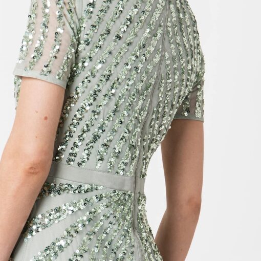 Robe de mariée princesse à sequins dentelle florale et volants – Image 8