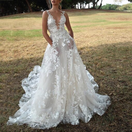 Robe De Mariée Grande Taille Dos Nu – Image 3