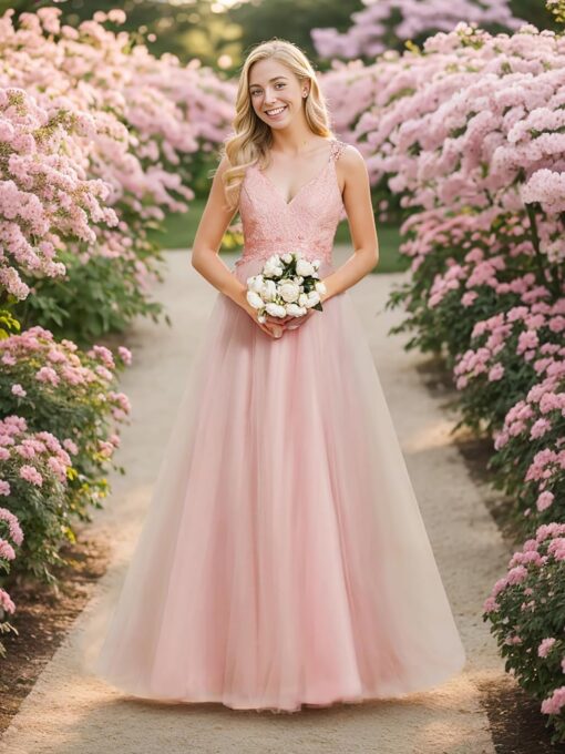 Robe De Mariée A Dentelle Florale A Manches Longues Illusion – Image 7
