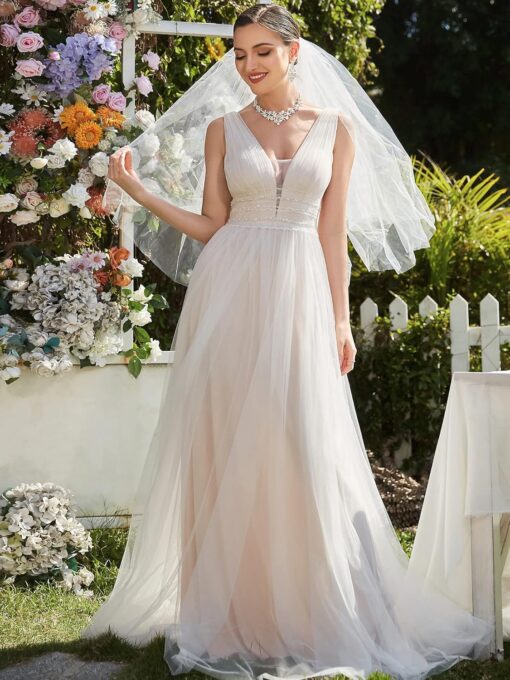 Robe De Mariée Fines Bretelles Et Dentelle Florale – Image 7