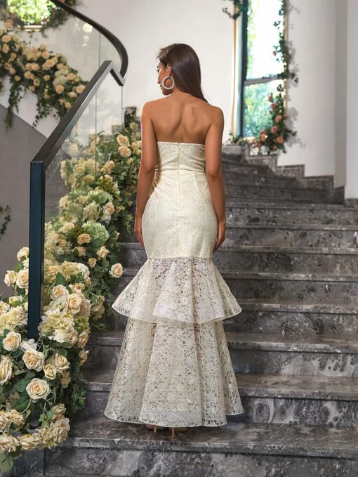 Robe De Mariée Sirène Bustier Blanche – Image 5